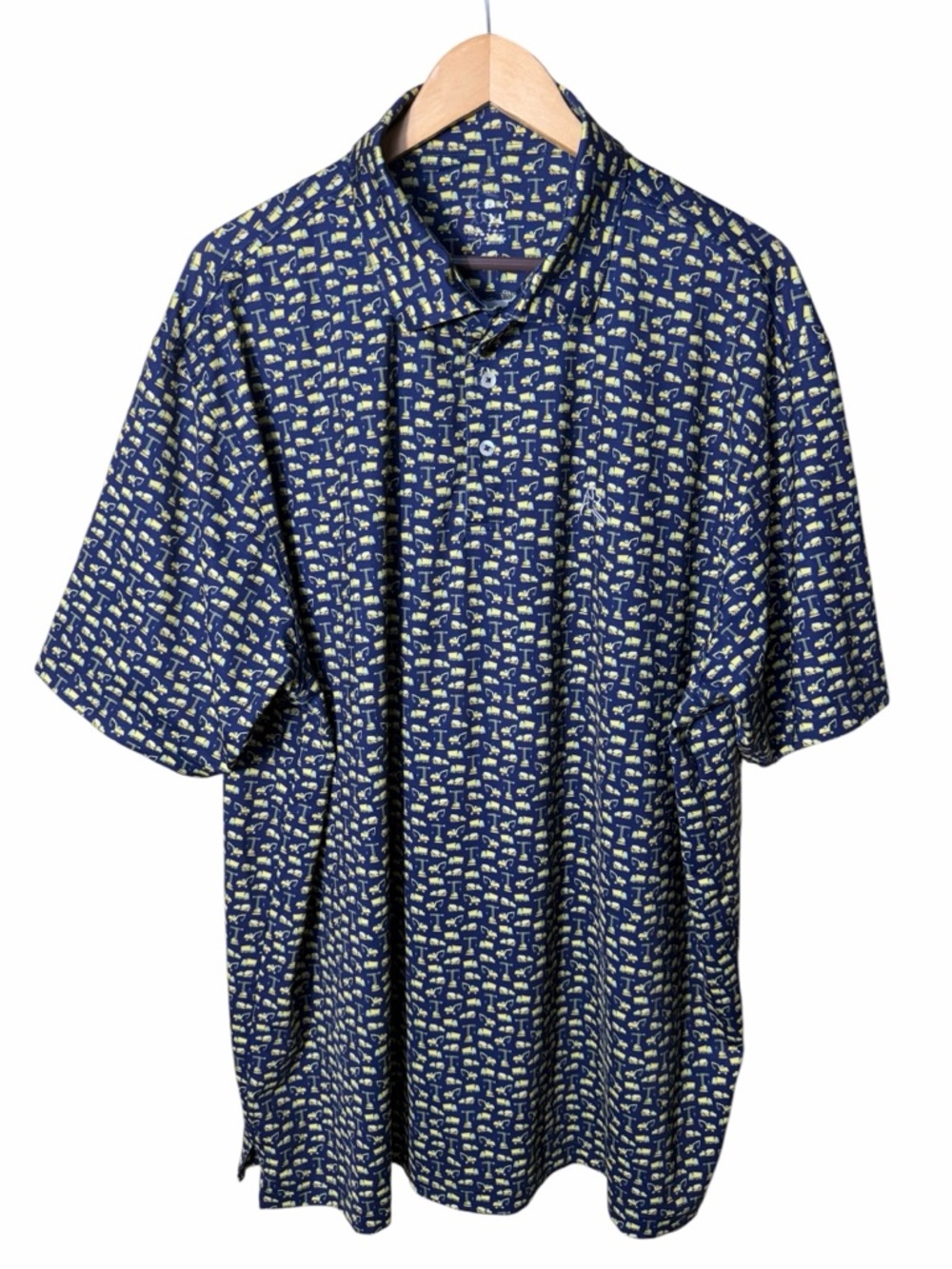 Rhoback Performance Polo Allover Construction Vehicle Print Size XXXL